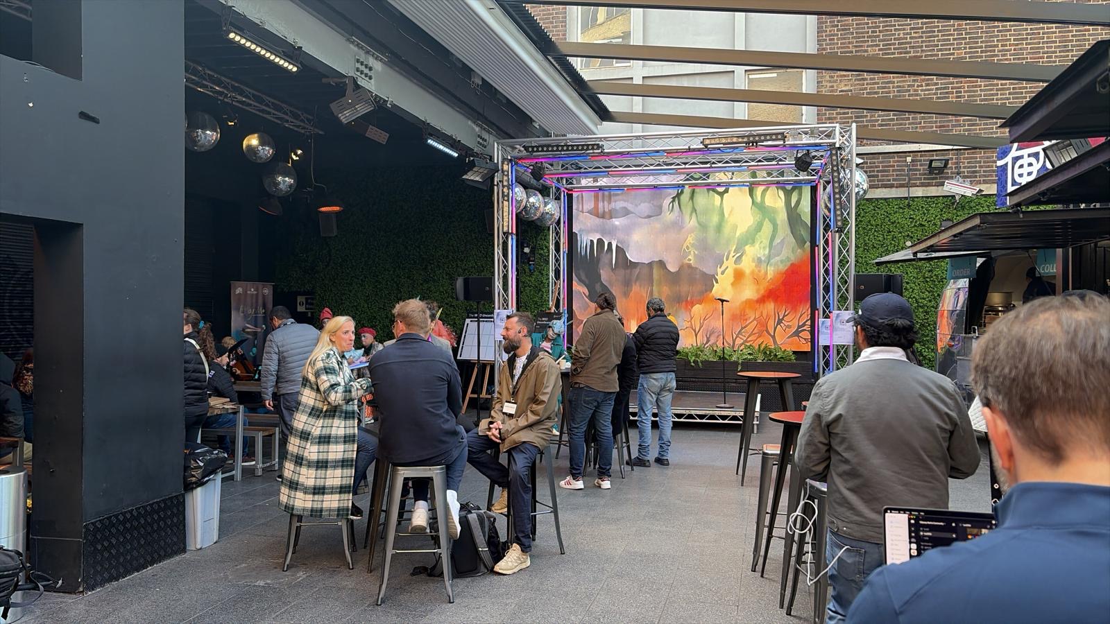 Visitors at the StoryField Mirror installation in London
